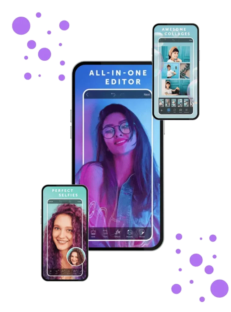 PicsArt Mod APK screen showing premium features like no ads and watermarks.